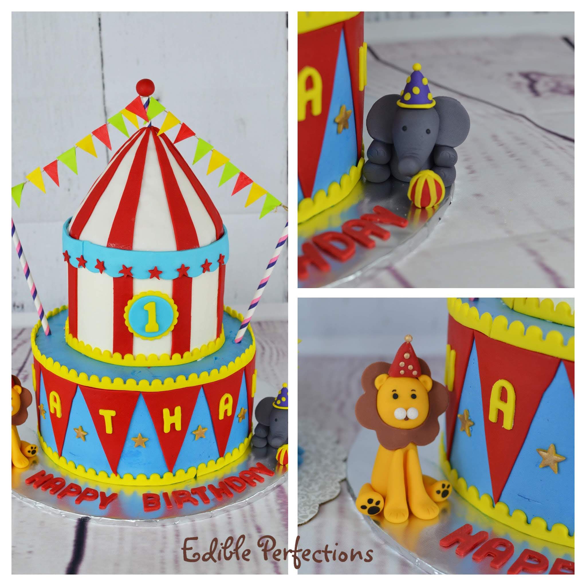 A circus themed cake I made for a first birthday a few years back. :  r/cakedecorating